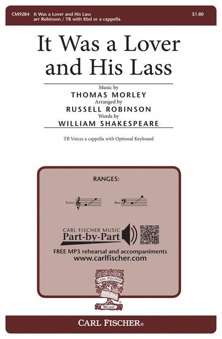 It Was A Lover And His Lass By Thomas Morley 1557 1602 Octavo Sheet Music For Tenor Voice
