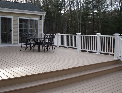 Decking, porch & railing railing traditional composite railing classic composite series. Azek Composite Deck in Brownstone and Railings in White ...