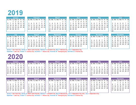 2019 Calendar 2020 Printable Free Pdf Printable Word Searches