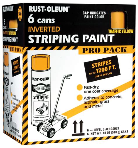 Rust Oleum Professional Striping Paint Yellow Contractor 6pk