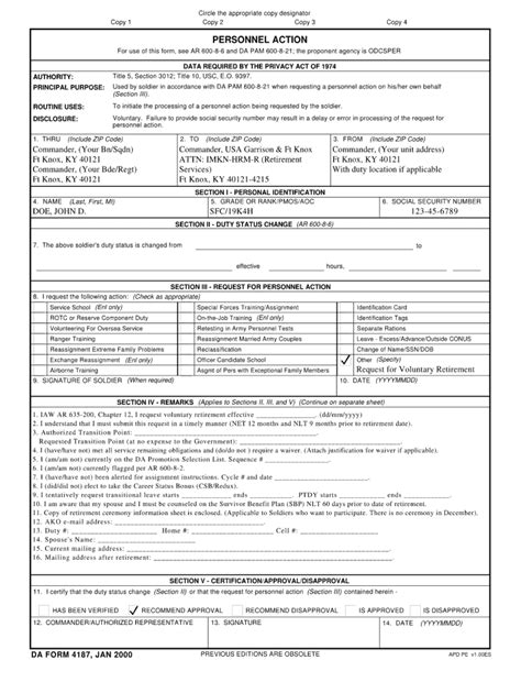 Army Deferment 4187 Example Fill And Sign Printable Template Online
