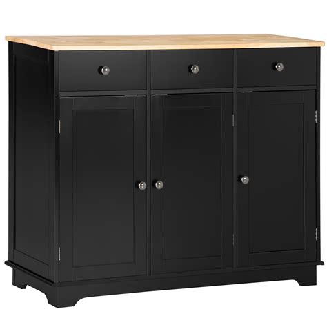 Homcom Modern Sideboard Buffet With Rubberwood Top Buffet Cabinet With