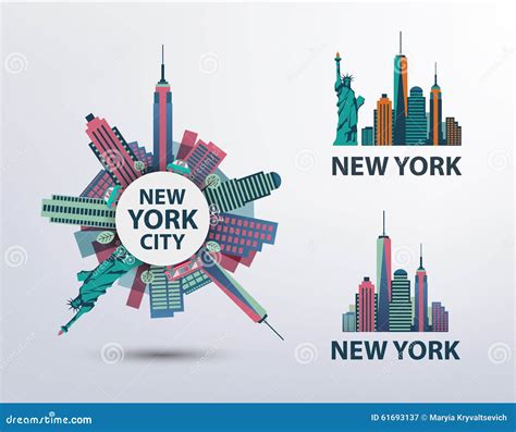 Vector Set Of Nyc New York City Icons Logos Stock Vector Image