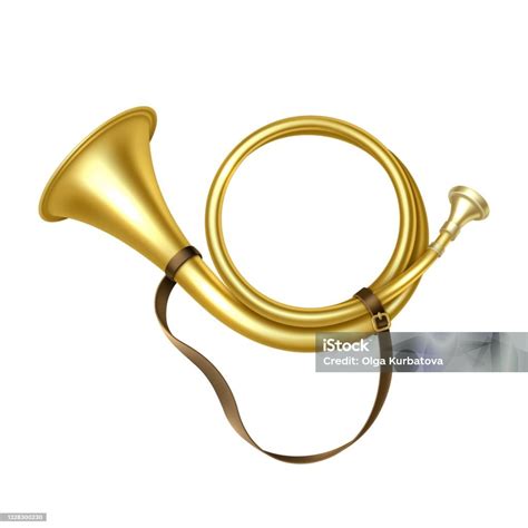 Ilustración De Trompeta De Oro Corneta De Metal Realista Decoración