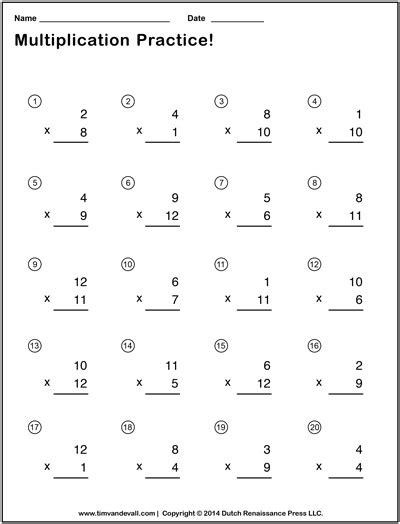 Simple Multiplication Worksheet 1 Tims Printables