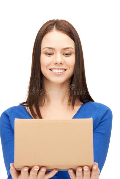 Attractive Businesswoman With Cardboard Box Stock Image Image Of Businessperson Lady 20832261