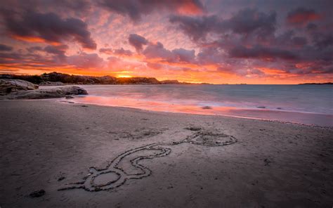 Beach Rocks Stones Ocean Clouds Sunset Wallpapers Hd Desktop And
