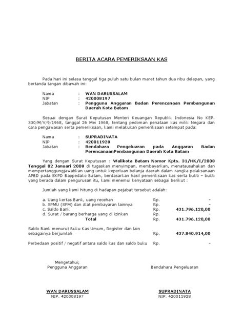 Kita bisa membuat satu sheet yang didalamnya mencakup hutang, piutang, investasi, gaji, persediaan barang, dll. Contoh Berita Acara Pemeriksaan Laporan Keuangan - Seputar ...