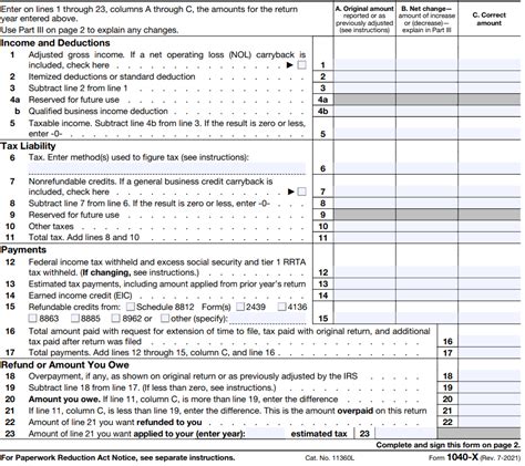 Form 1040x Instructions Filling Out Line By Line Xoa Tax