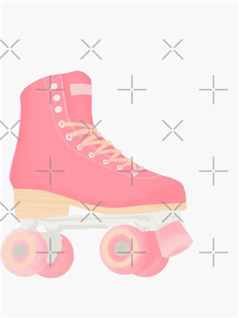 Aesthetic Pink Roller Skates Sticker For Sale By Meeowtine Redbubble