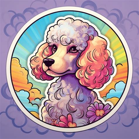 Premium Ai Image A Close Up Of A Poodle Dog With A Colorful