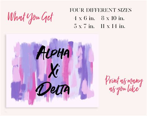 Alpha Xi Delta Sorority Purple Printable Art Print Axid Etsy