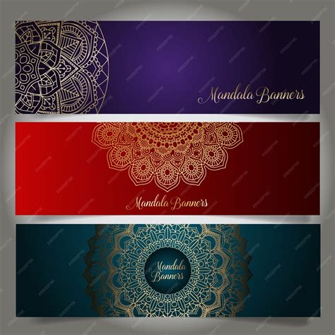 Free Vector Collection Of Luxury Banners With Mandala Designs