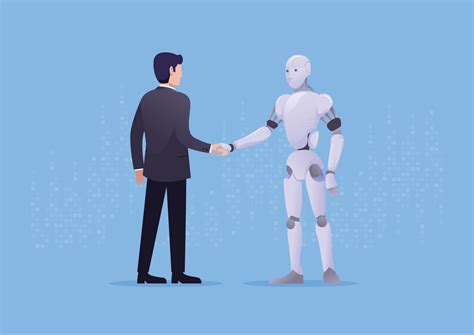 Business Man Handshake With Robot Human And Artificial Intelligence Ai