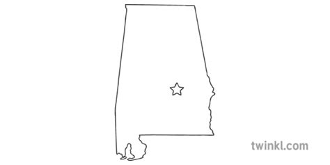 Alabama Outline Usa State Map Montgomery Capital Ks1 Black And White 2