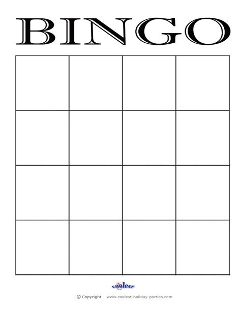 Blank Bingo Card Printable Printable Party Palooza