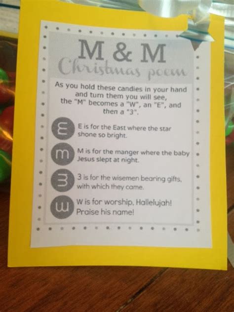 It's so easy to make these up, and we've done the hard part for you and have already made up the printable, so you can just print them off and. M&M Christmas Poem