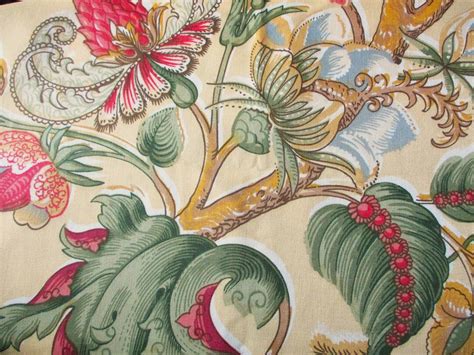 Floral Fabric 3 Yds Vintage Fabric Jacobean Floral Fabric Large Print