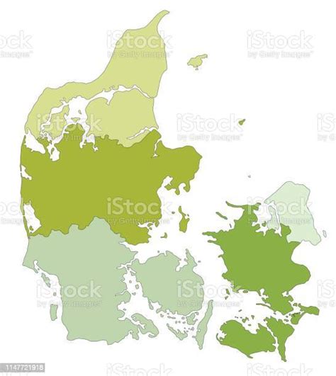 Highly Detailed Editable Political Denmark Map Stock Illustration