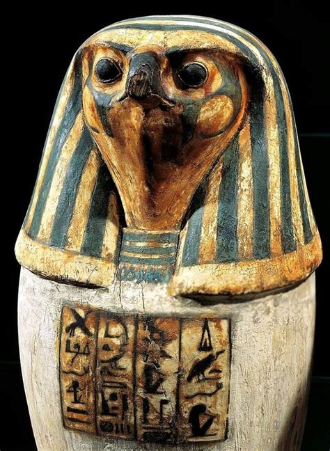 Canopic Jar With The Falcon Head Of The God Qebehsenuef One Of The