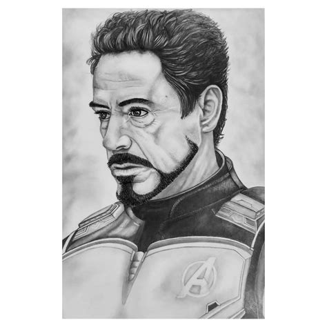 Tony Stark In Quantum Suit Pencil Sketch Tony Stark Quantum Portrait