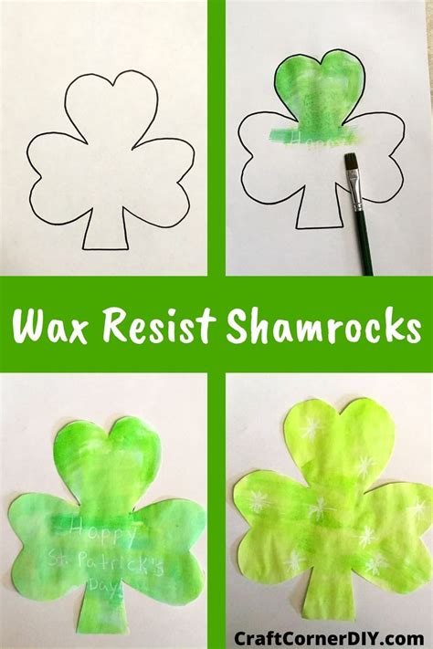 How To Make Wax Resist Shamrocks Craft For Kids In 2021 Shamrock