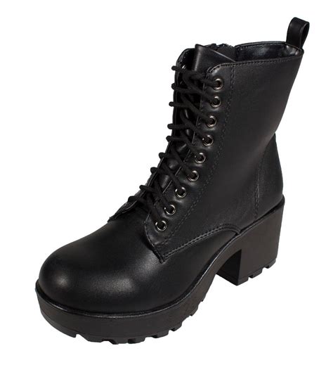 Magpie Soda Womens Military Lug Sole Lace Upankle Boot Rear Pull Up