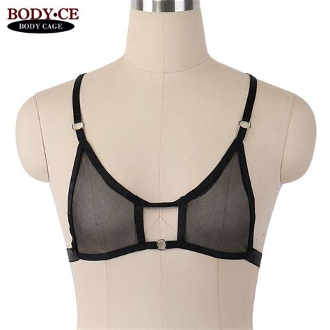 Women Black Lace Sheercage Bralette Bondage Body Harness Lingerie