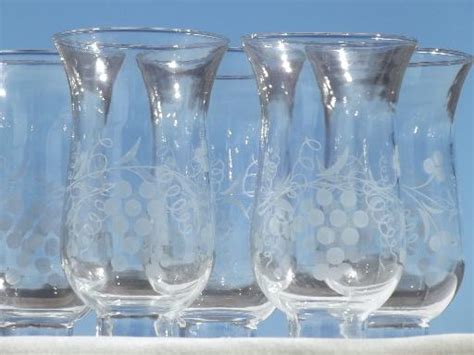 Vintage Glass Hurricane Shades Replacement Glass Grape Shades Set Of 5