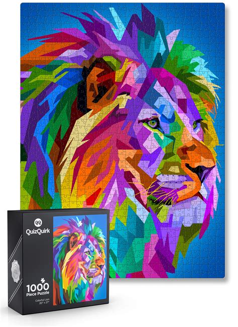 Colorful Lion 1000 Piece Jigsaw Puzzle Puzzle Saver Kit Included