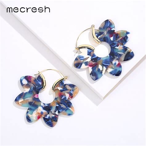 Mecresh Statement Acrylic Flower Hoop Earrings Minimalist Jewelry