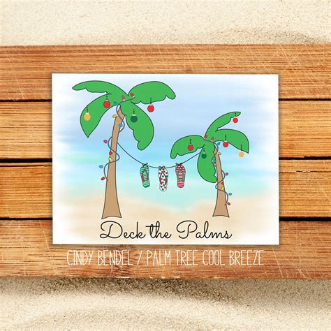 Beach Christmas Deck The Palms Greeting Card Boxed Tropical Etsy