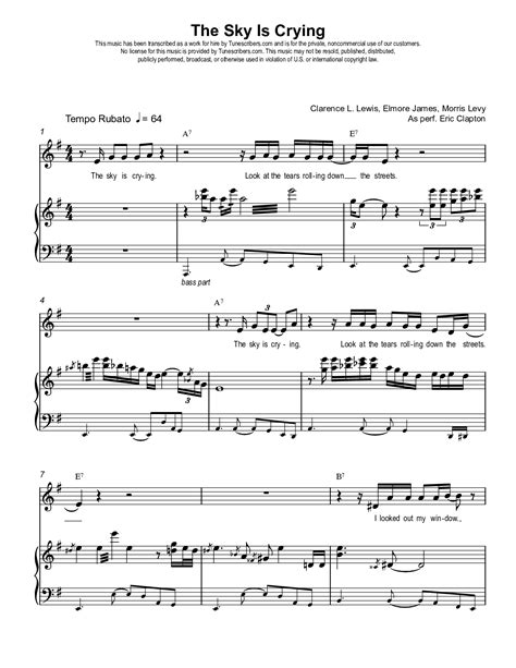 tunescribers the sky is crying sheet music