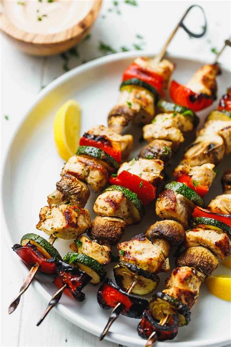 Chicken Kabobs With Mushrooms Zucchini And Peppers