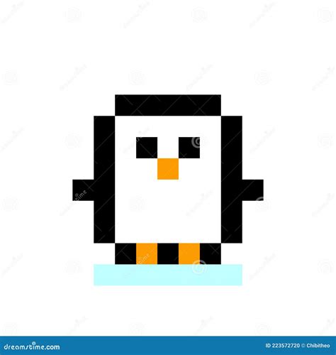 Penguin Pixel Art Pixelated Flightless Seabird 8 Bit Vector