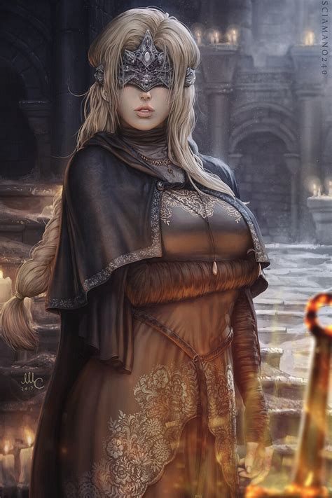 Fantasy Girl Blonde Mirco Cabbia Firekeeper Dark Souls Fantasy Art Artwork Artstation