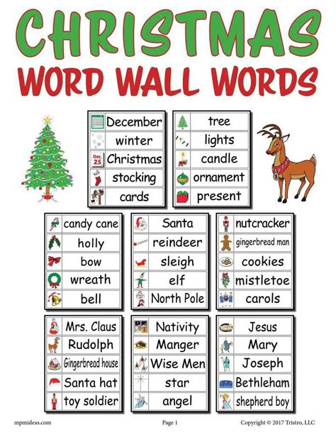 40 Free Christmas Word Wall Words Mathforadults Christmas School