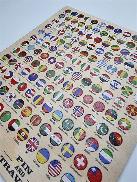20mm Pins Flag World Countries Push Map Wooden Colorful Etsy