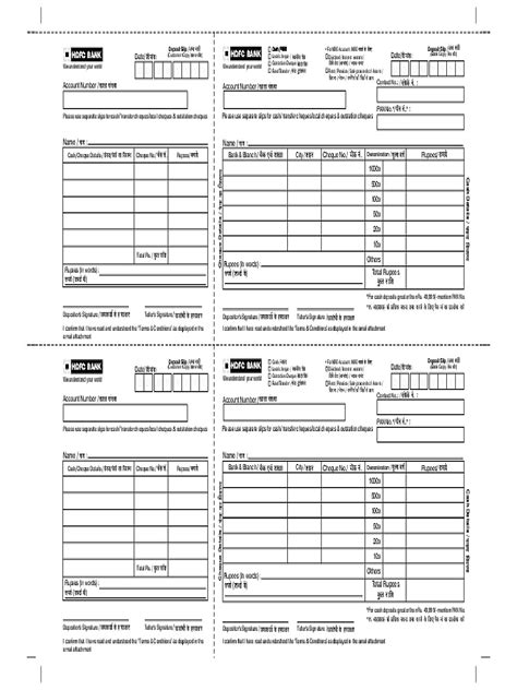 Upon receiving the deposit slip along with the cash or check, the teller provides the depositor with a receipt of the transaction. PDF HDFC Bank Deposit Slip PDF Download - InstaPDF