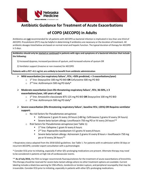 Antibiotic Guidance For Treatment Of Acute Exacerbations Of Copd