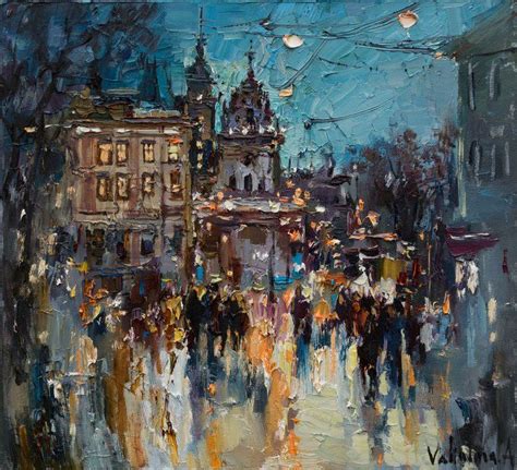 Lviv Original Oil Painting Of The Evening City