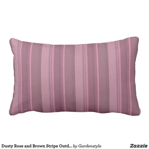 Dusty Rose And Brown Stripe Outdoor Lumbar Pillow Decorative Throw