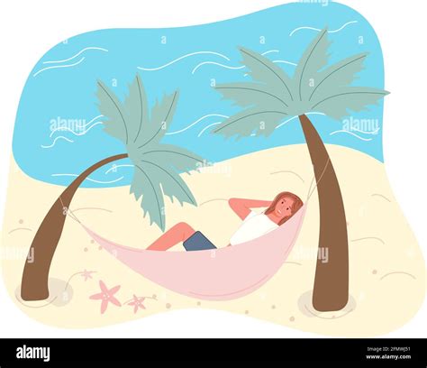 Hot Summer Outdoor Recreation On Sand Beach Woman Sunbathing On