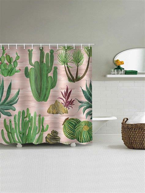 26 Off 2020 Digital Print Cactus Waterproof Shower Curtain In