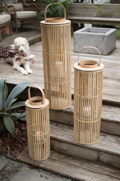 Round Natural Bamboo Lanterns With Glass Candles And Holders Kalalou
