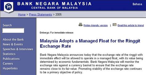 Our main goal is to provide you with exchange rates for more than 190+ currencies which are updated every minute and. Cakap Tak Serupa Bikin: Bank Negara Adopt Managed Floating ...