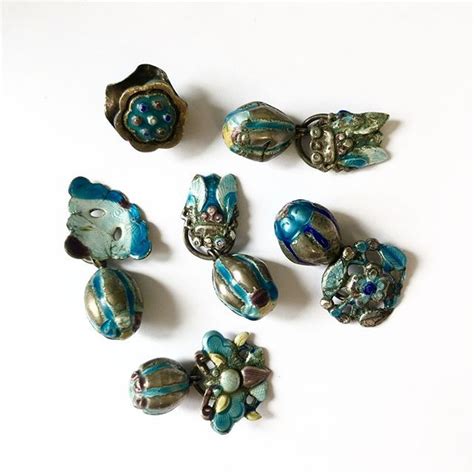 Chinese Enamel And Silver Metal 19th Century Antique Toggles Forsale