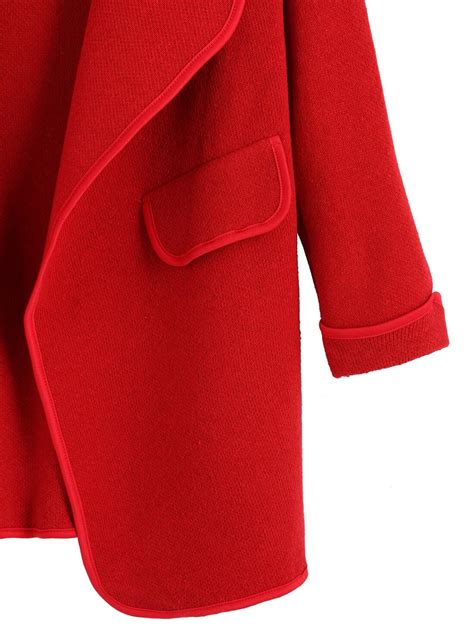 Red Long Sleeve Peplum Trims Sweater Coat Sheinsheinside