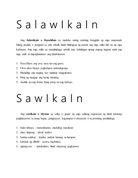 10 Halimbawa Ng Sawikain At Salawikain Images Maikling Kwentong