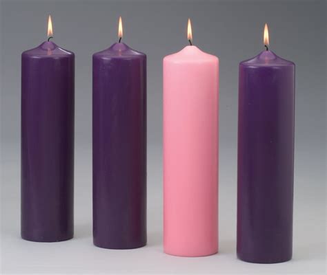 advent pillar candle set purple pink